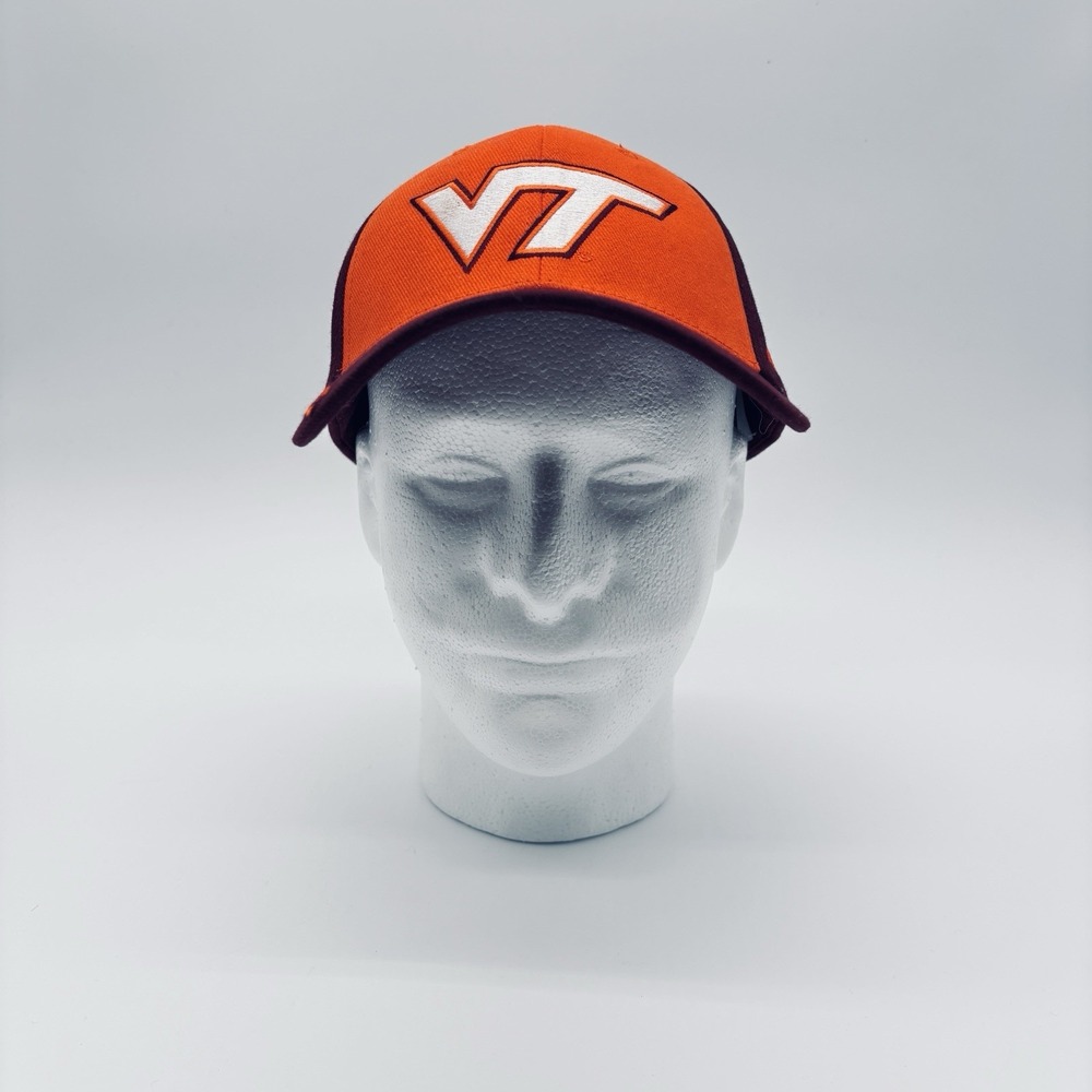 Virginia Tech Hokies Maroon Orange Embroidered Cap Hat Russell Adjustable